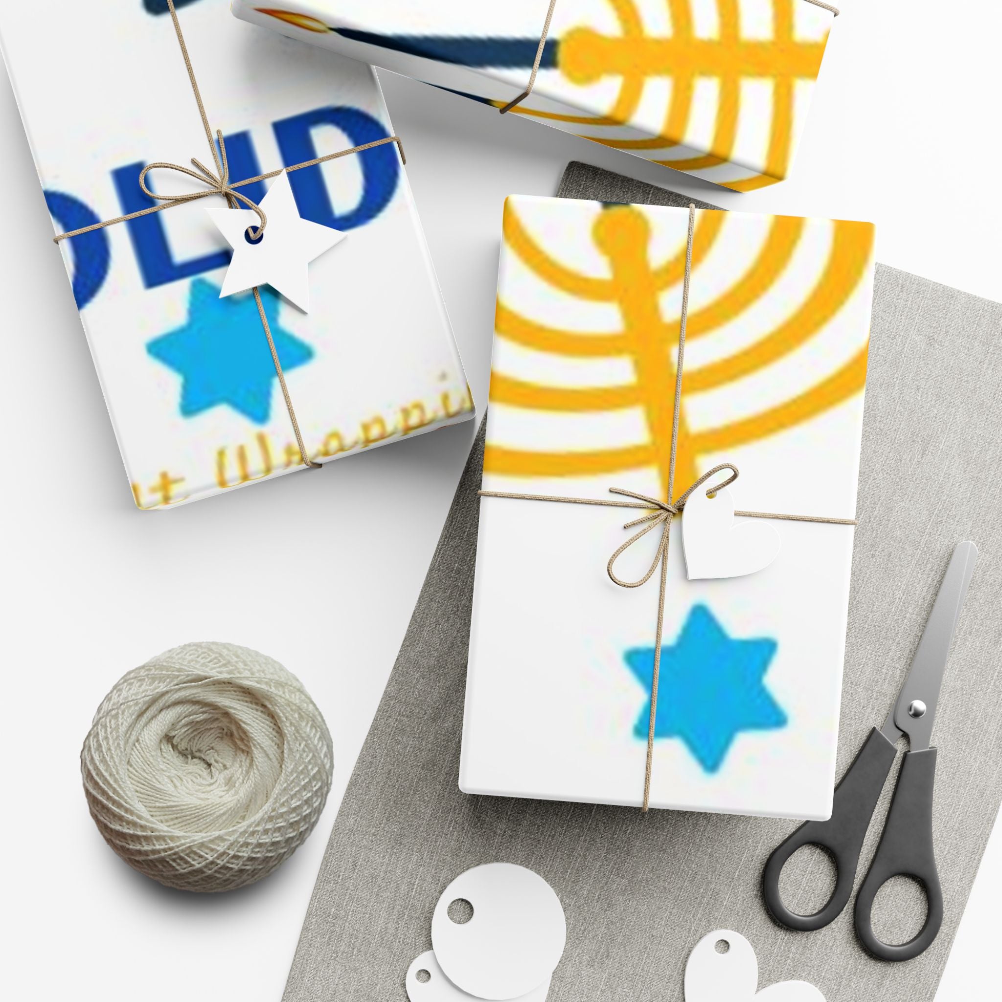 Hanukkah Gift Wrap Paper – Menorah & Star of David Holiday Wrapping Sheets
