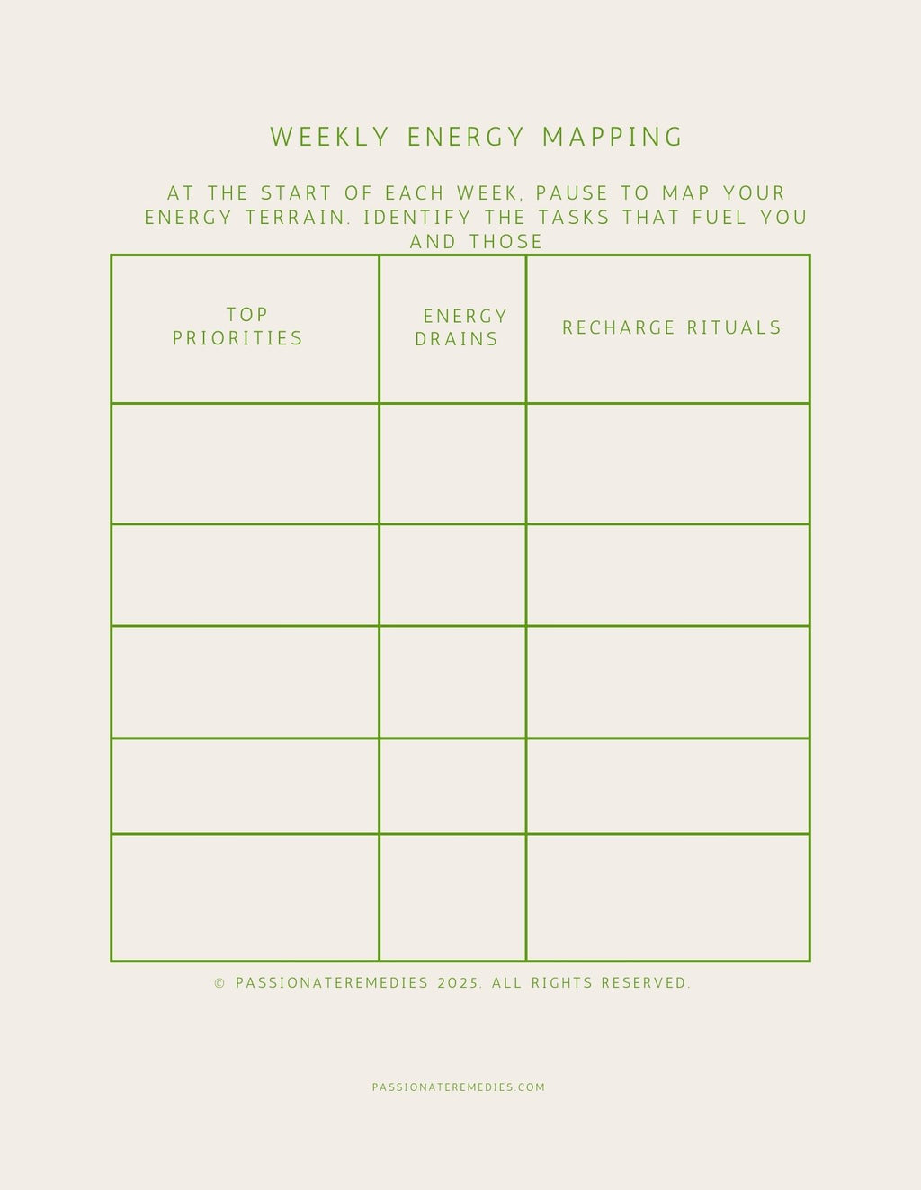 My Daily Energy Budget planner