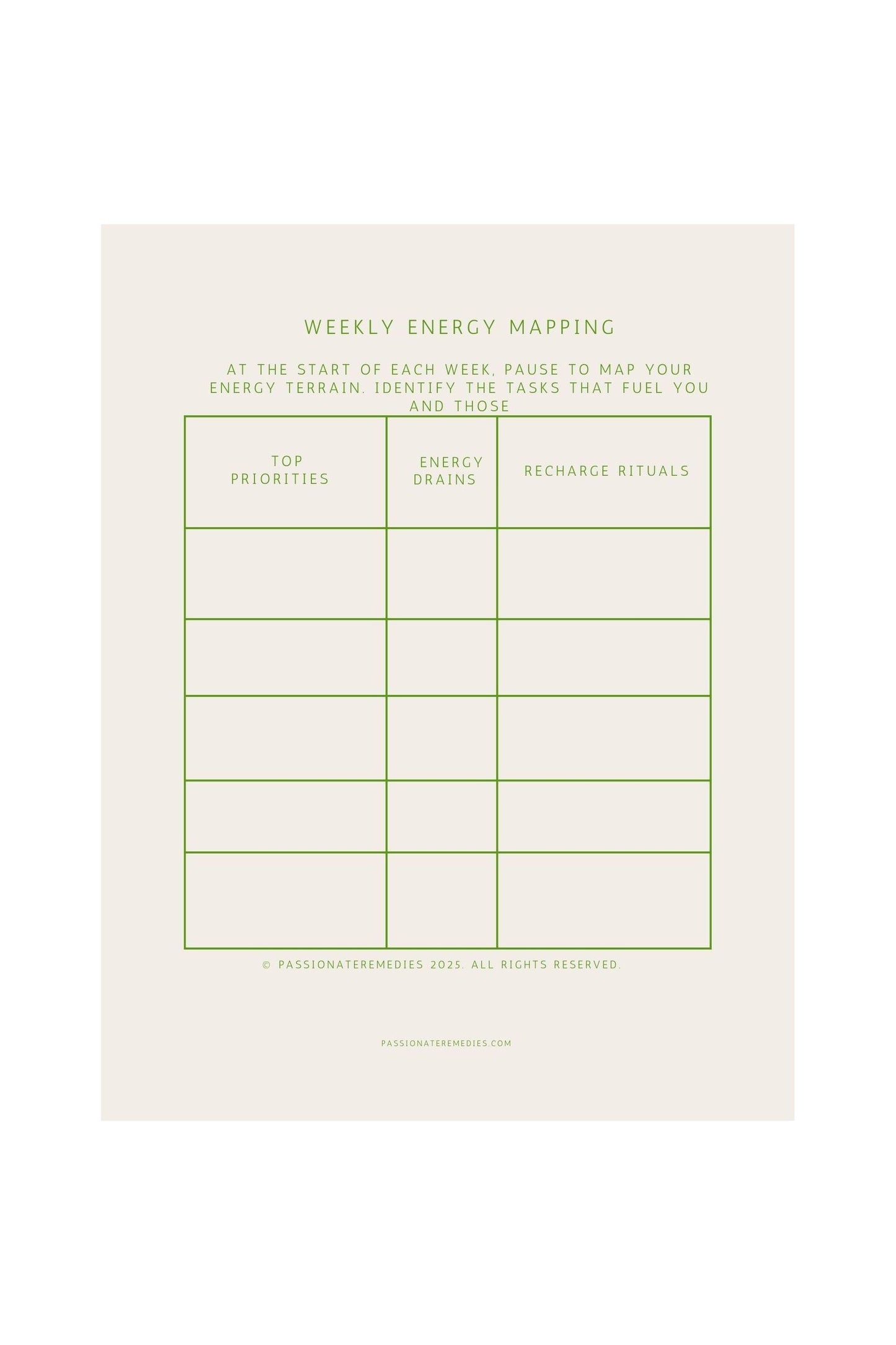 My Daily Energy Budget planner