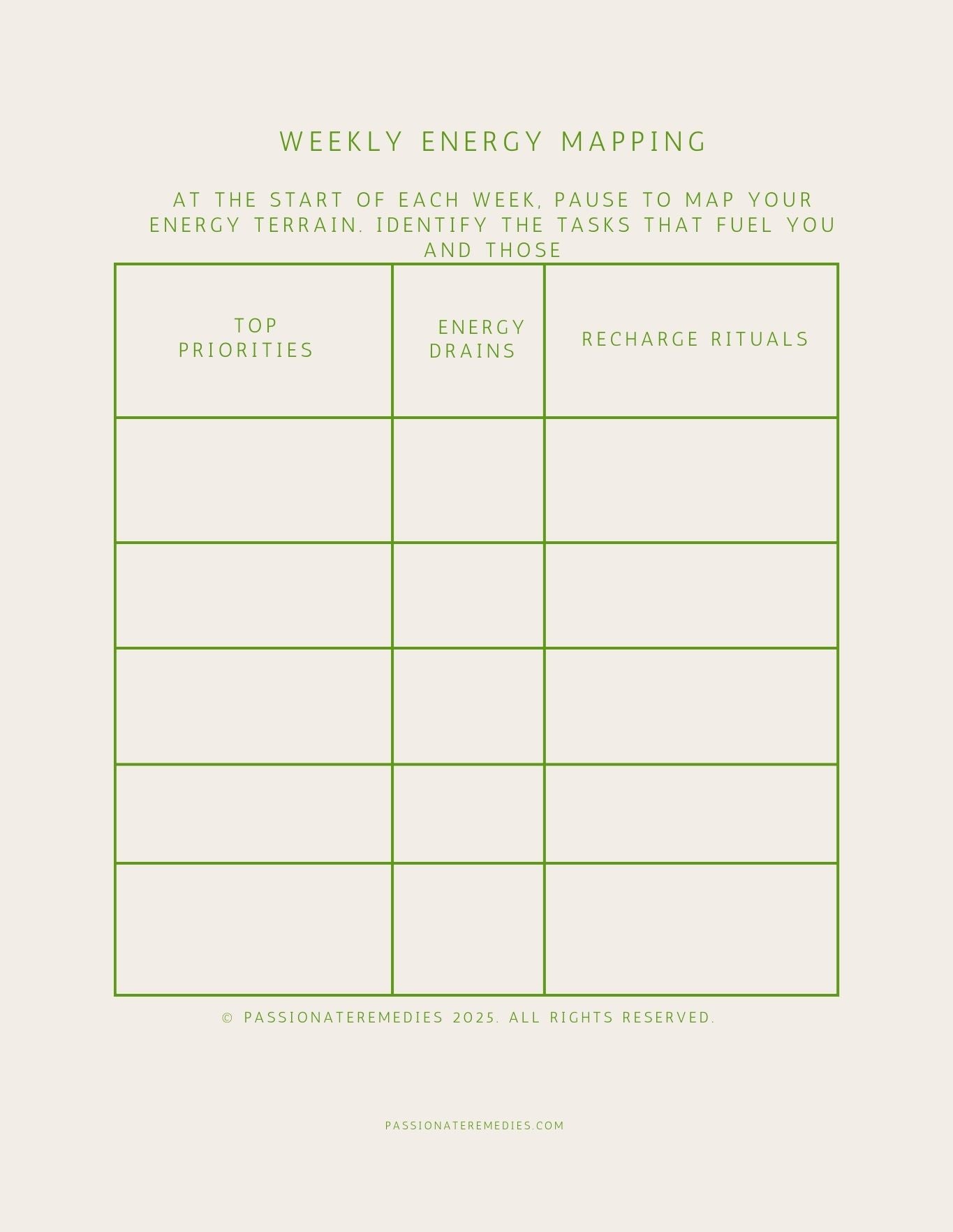 My Daily Energy Budget planner